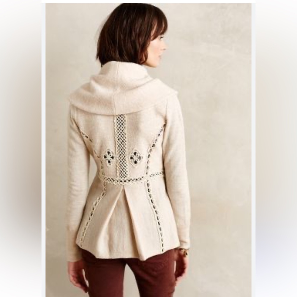 Anthropologie Angel of the North Soutache Trim 100% Wool Jacket Size M